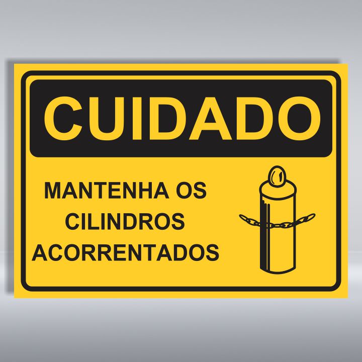 PLACA DE CUIDADO | MANTENHA OS CILINDROS ACORRENTADOS